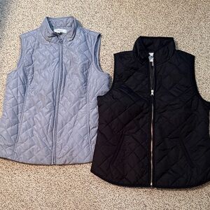 Quilted Sleeveless Vests one in Black and one in Gray.